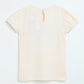 Milou Girls Pure Cotton Puff-Sleeve T-Shirt With Chest Embroidery