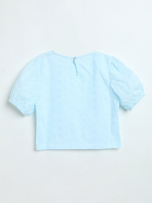 Milou Baby Girls Blue Cotton Top