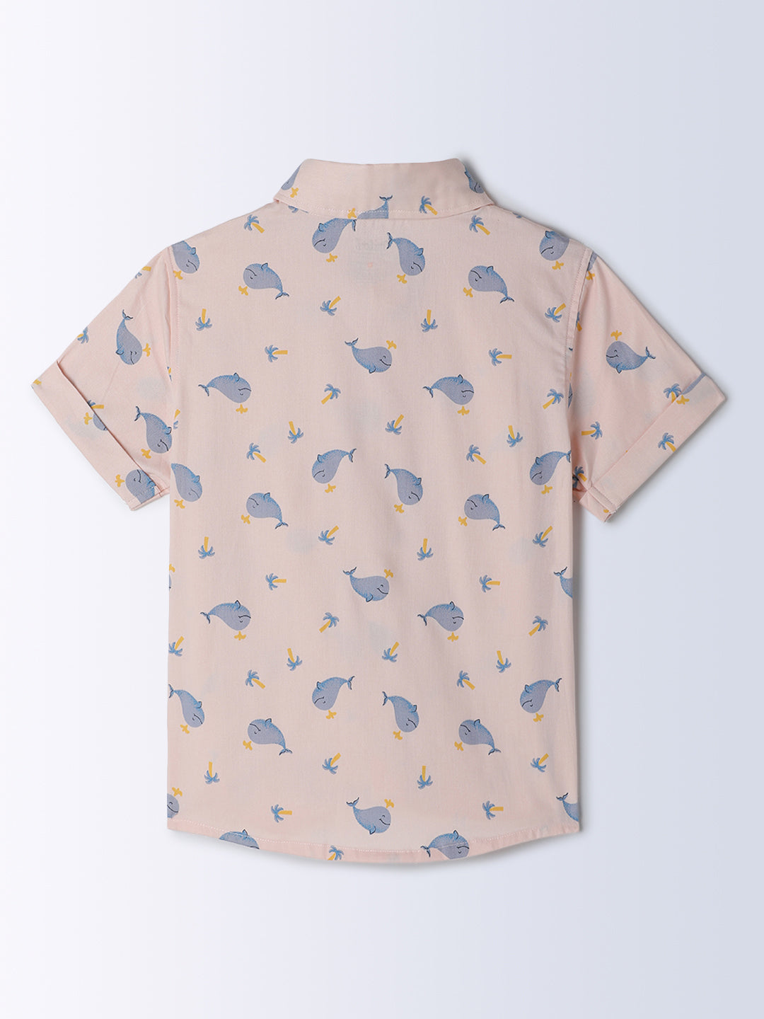 Milou Kids Cotton Half Sleeves All Over Printed Bio Washed Shirt for Boys -Pink