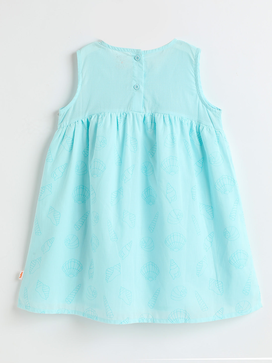 Girls Aqua Cotton Dress | Toddler Sleeveless A-Line Dress | Milou Kids