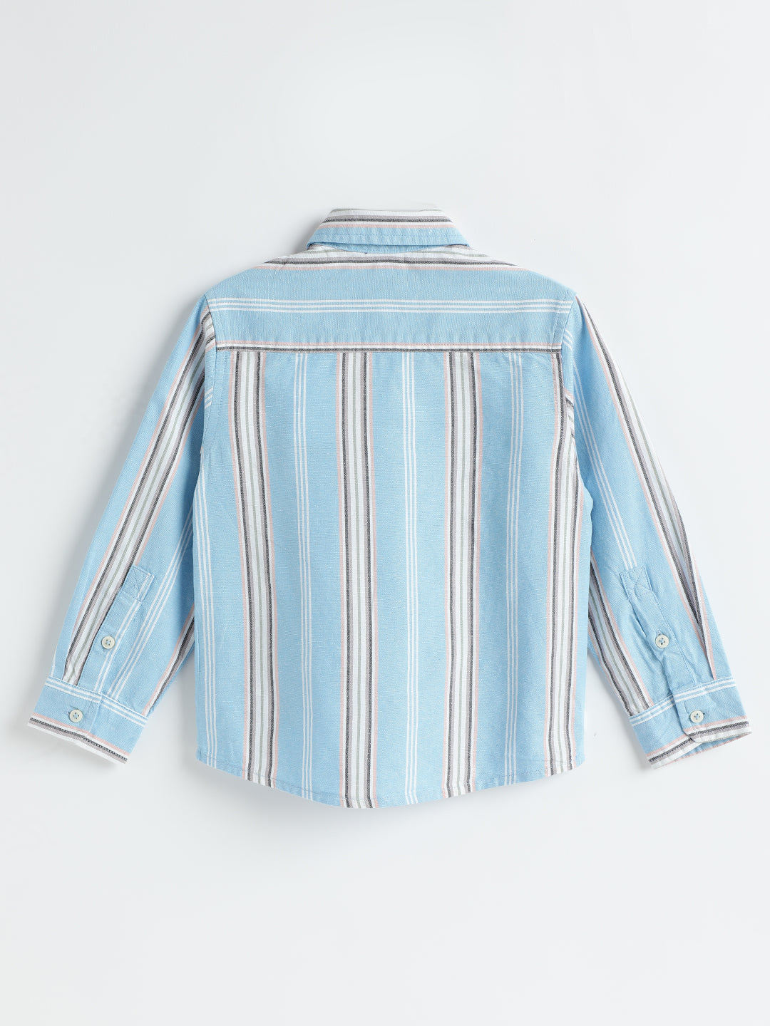 Milou Kids Cotton Full Sleeves Striped Bio Washed Shirt for Boys-SH-RE019-BLWH