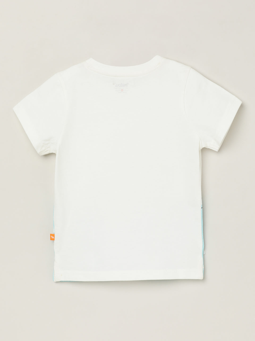 Milou Kids Half Sleeves Cotton Bio Washed Double Colored T-Shirt for Boys -White