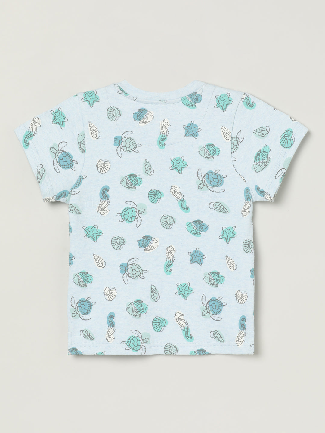 Milou Kids Half Sleeve Cotton Bio Washed Printed T-Shirt for Boys -Chambray Blue