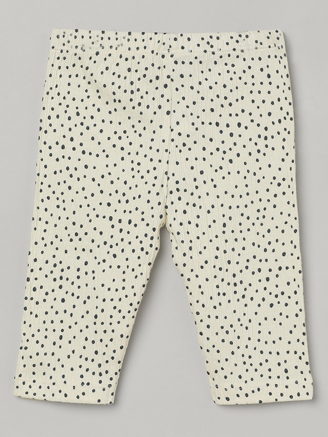 Milou Kids Cotton Bio Washed Polka Designed Leggings for Girls -Cream
