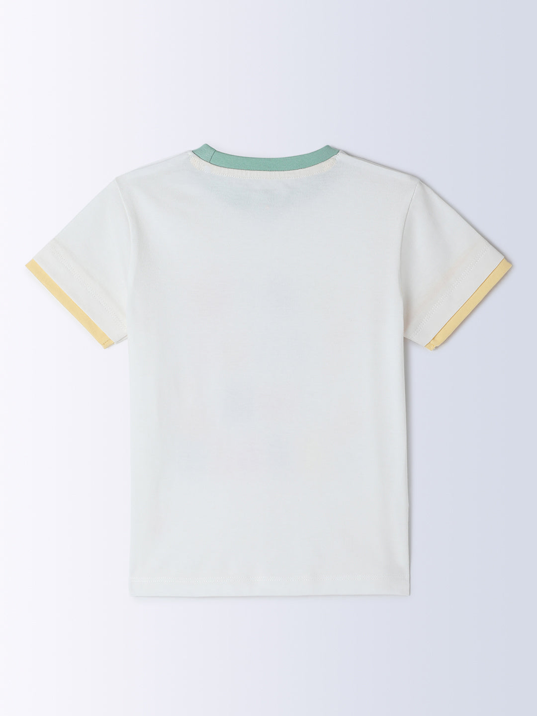 Milou Kids Cotton Half Sleeves Printed Bio Washed T-Shirt for Boys -White