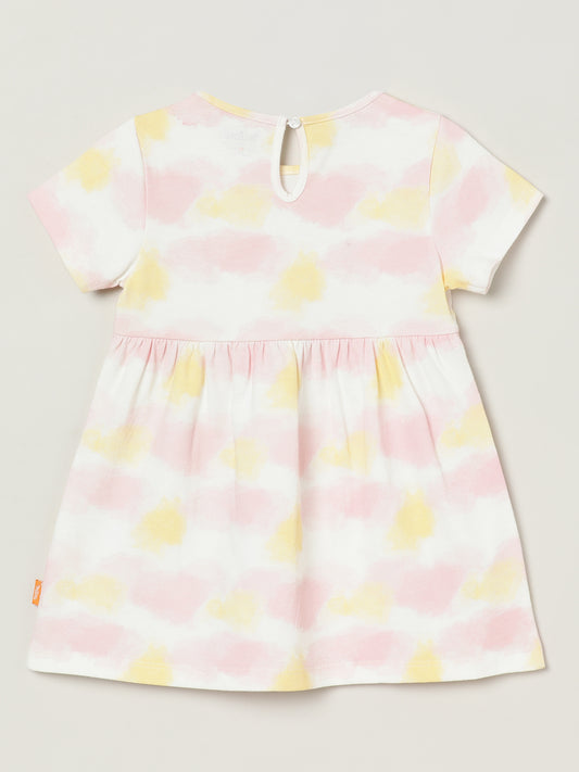 Milou Girls Cotton Solid Bio-Washed Dress Tie Dye Print