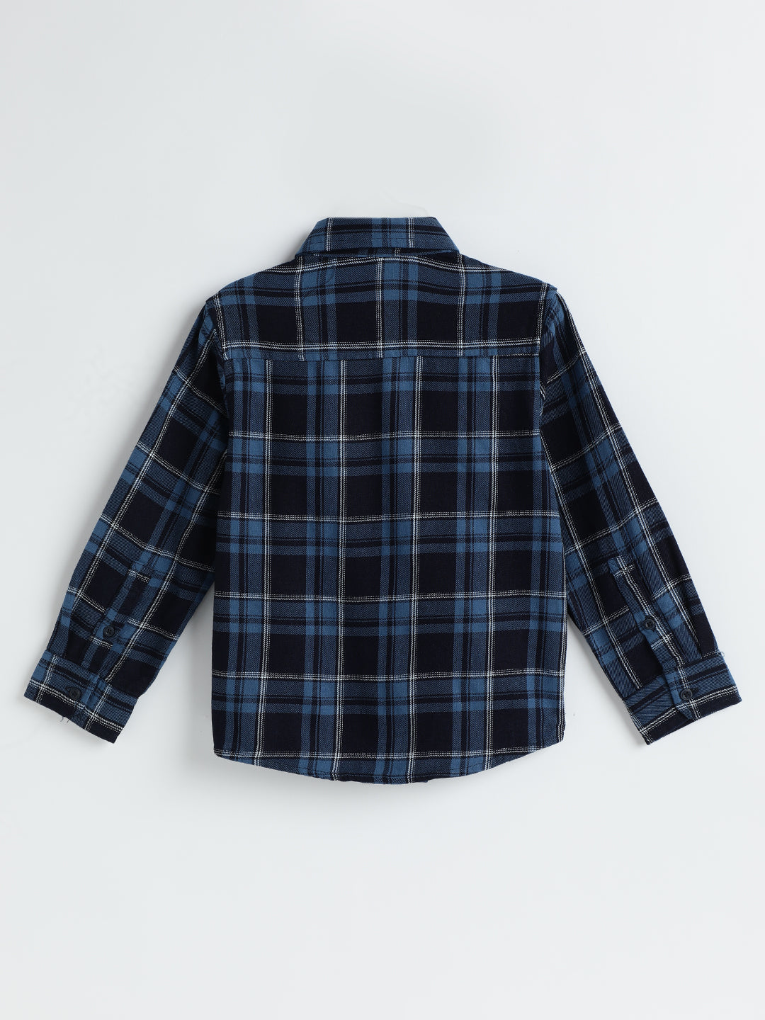 Milou Kids Cotton Full Sleeves Checked Bio Washed Shirt for Boys-SH-RE018-INBL