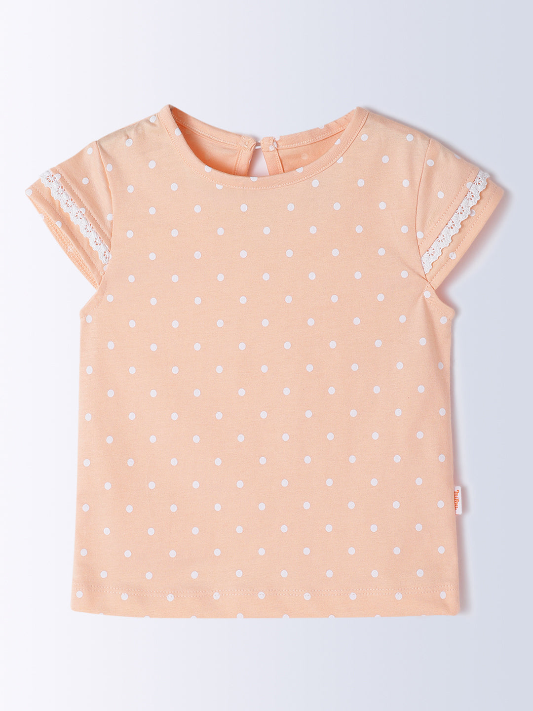 Milou Kids Cotton Solid Bio Washed Top & Shorts Co-ord Set for Girls - Peach & Grey