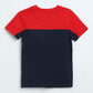 Boys Navy Red Cotton T-Shirt | Colorblock Kids Tee | Milou Kids