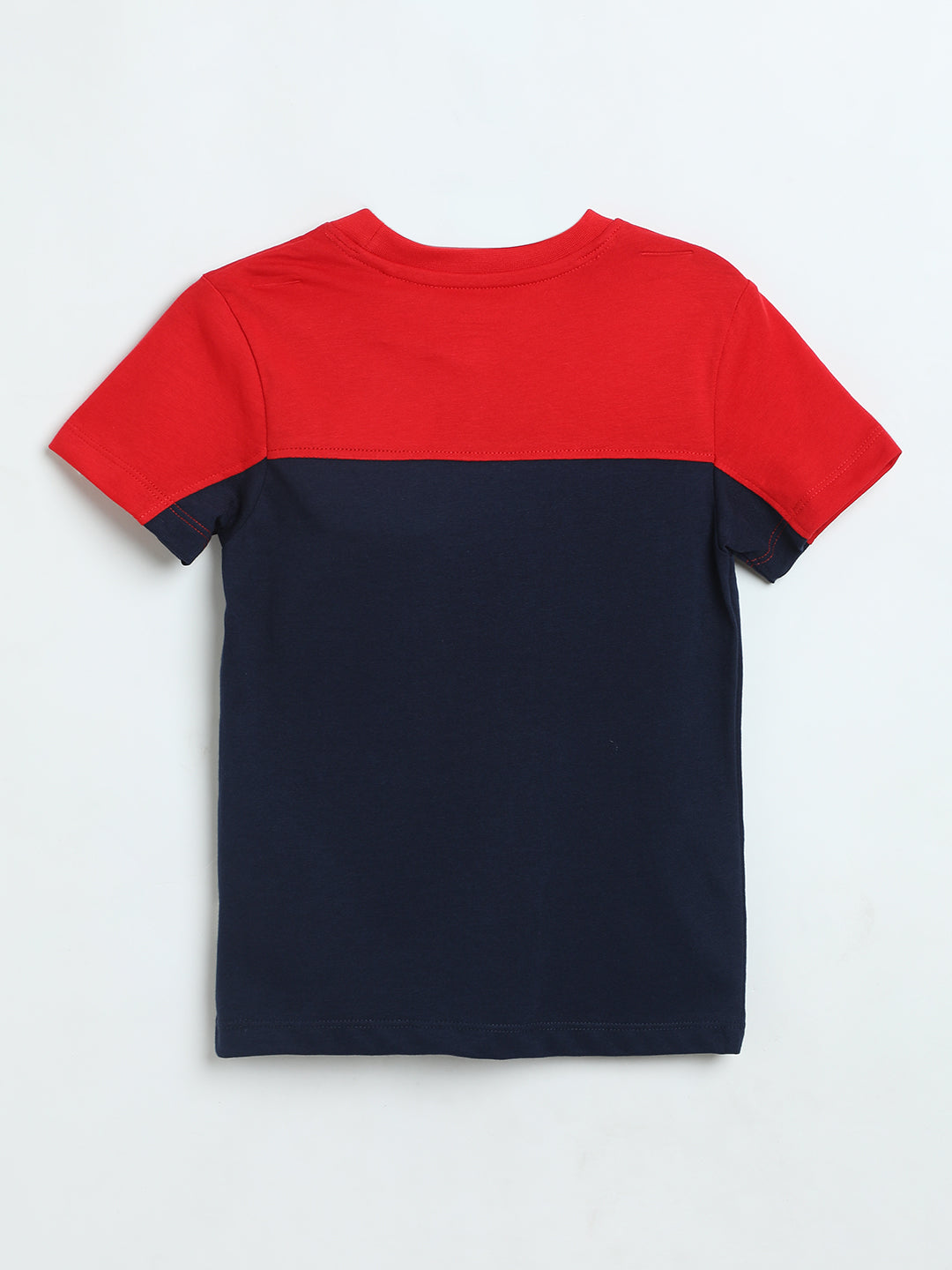 Boys Navy Red Cotton T-Shirt | Colorblock Kids Tee | Milou Kids