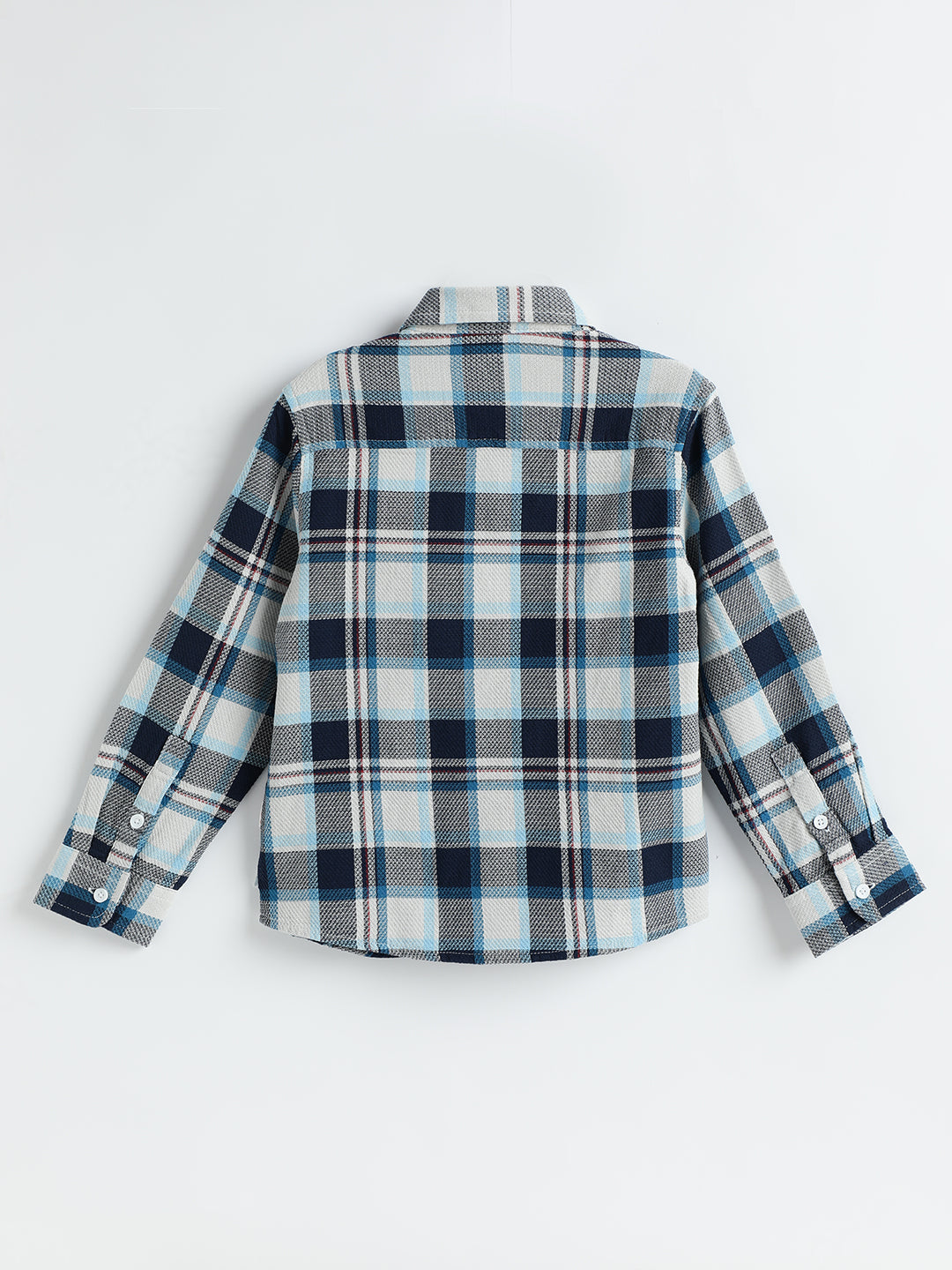 Milou Boys Full Sleeve Checked Bio-Washed Shirt Blue Check