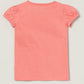 Baby Girl Peach Cotton T-Shirt | Puff Sleeve Apple Print | Milou Kids