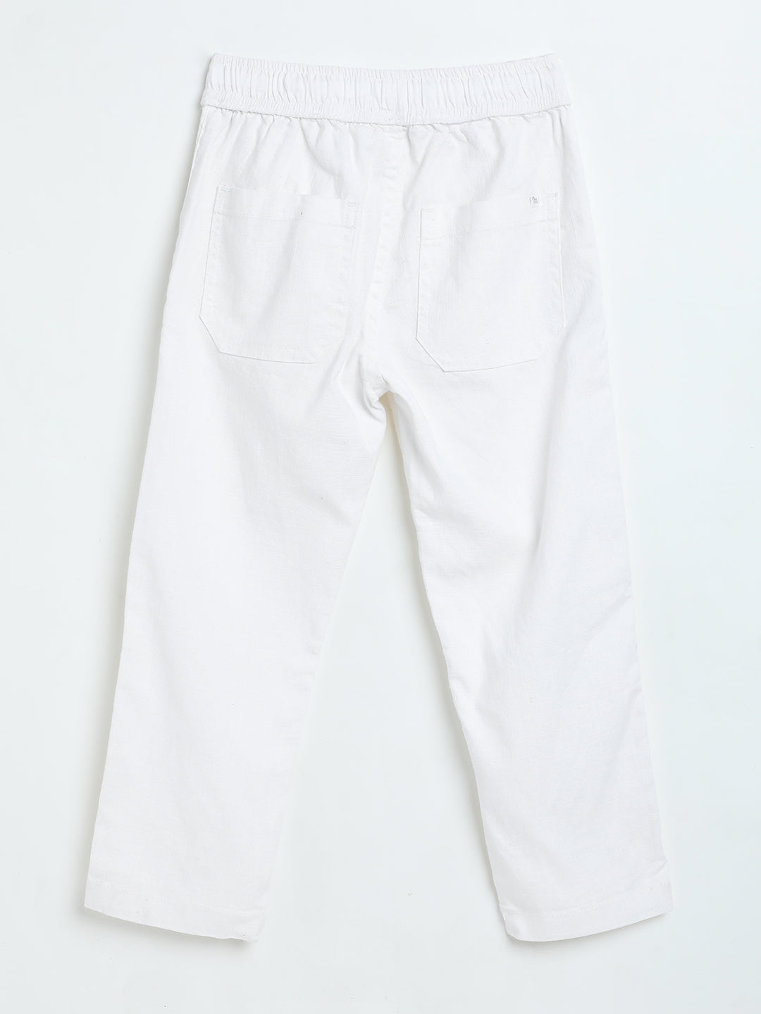 Milou Boys White Woven Linen Trousers