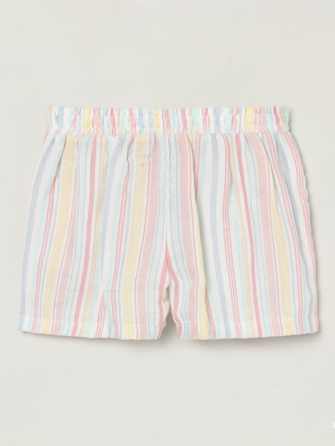 Milou Kids Cotton Bio Washed Striped Shorts for Girls -Y/D Stripes