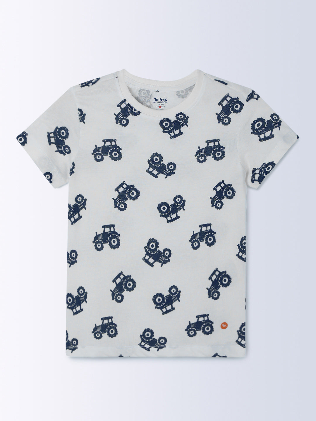 Milou Cotton Half Sleeves Bio Washed Printed Homewear T-Shirt And Shorts Set - White