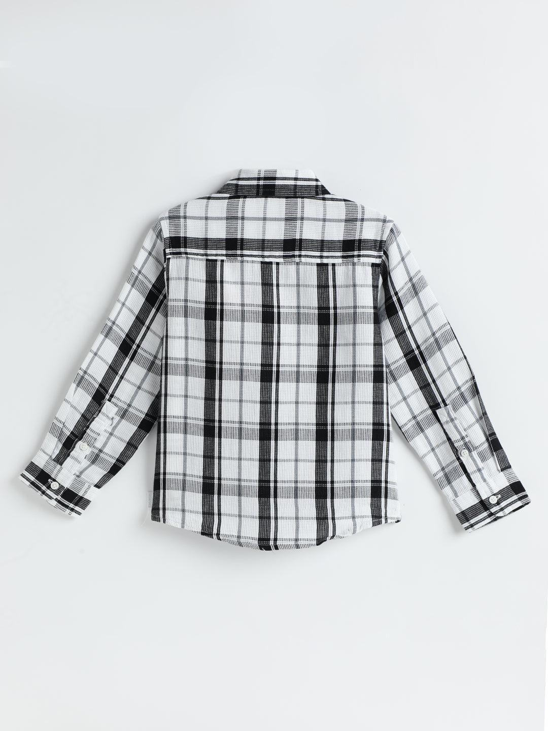 Milou Kids Cotton Full Sleeves Checked Bio Washed Shirt for Boys-SH-RE017-WHBK