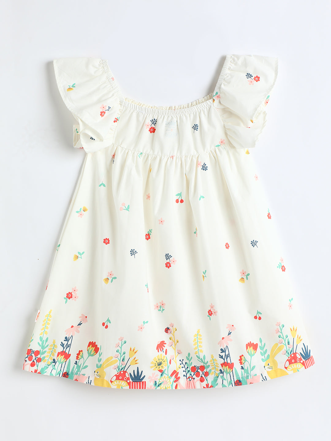 Milou Toddler Girls Cotton Printed Dress White Floral Print