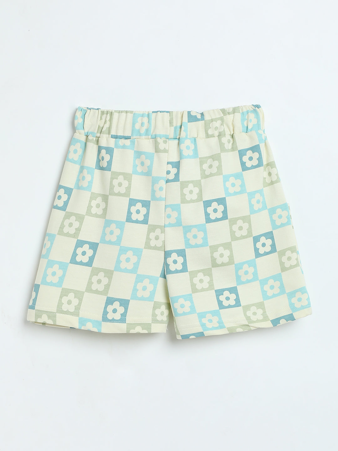 Milou Toddler Girls Cotton Shorts Light Blue Check