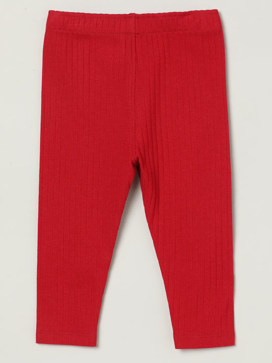 Milou Girls Cotton Solid Full Length Leggings Red