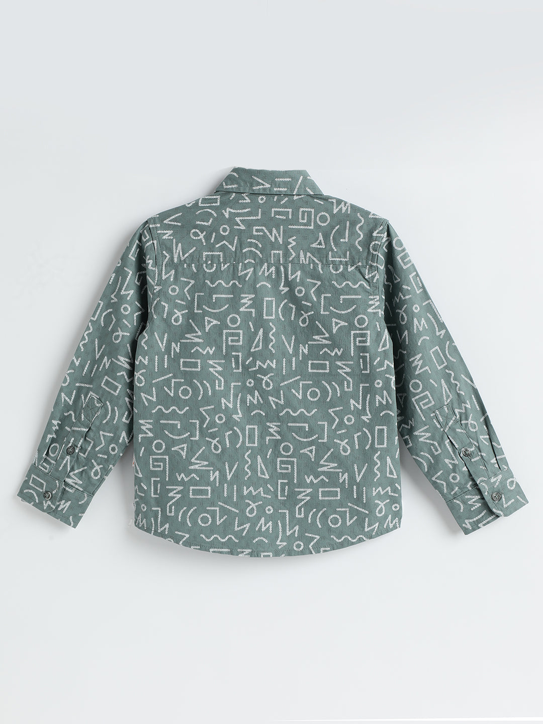 Milou Kids Cotton Full Sleeves Printed Bio Washed Shirt for Boys-SH-RE021-GN