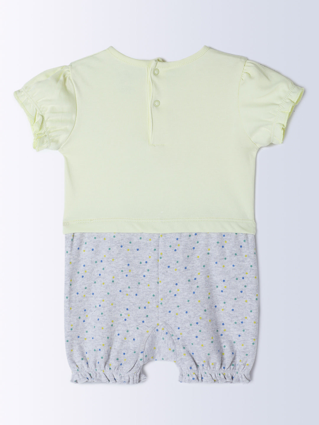 Milou Kids Cotton Bio Washed Printed Romper for Girls - Yellow