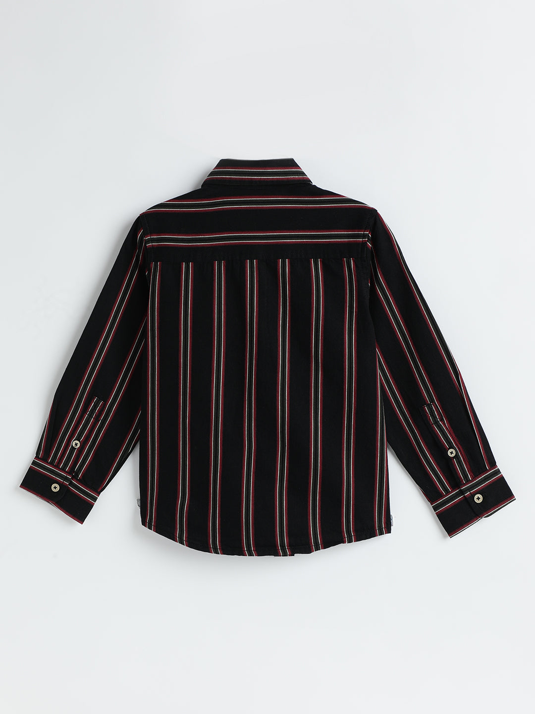 Milou Kids Cotton Full Sleeves Striped Bio Washed Shirt for Boys-SH-RE013-BKWH