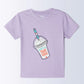 Milou Toddler Girls Half Sleeve Printed T-Shirt Lavender Drink Print