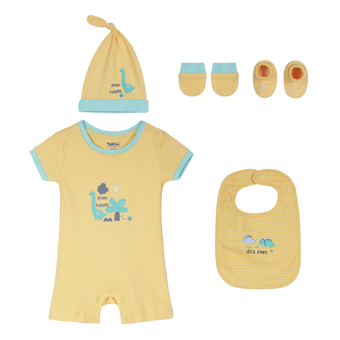 Milou Newborn Baby Romper Gift Set (Yellow, 0 - 3 months)