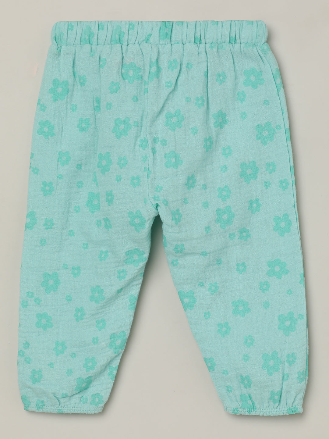Milou Kids Cotton Bio Washed Printed Pants for Girls -Eggshell Blue