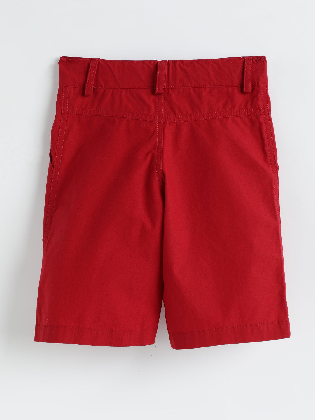 Milou Kids Cotton Solid Bio Washed red Coloured woven Shorts for Boys -TBNCSH062-RD