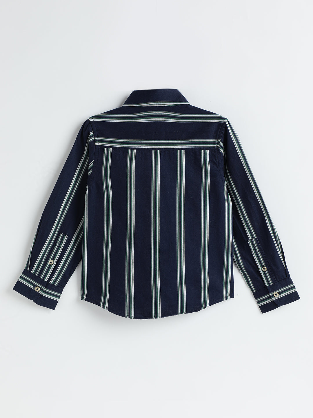 Milou Kids Cotton Full Sleeves Striped Bio Washed Shirt for Boys-SH-RE011-INBLWH