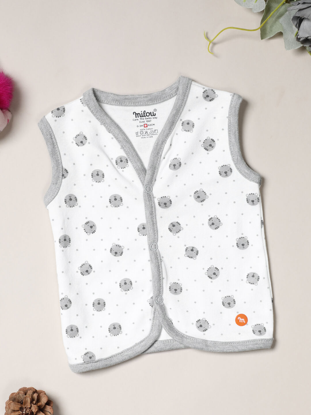 Milou New Born Unisex Cotton Sleeve less Jabala Pack of 3