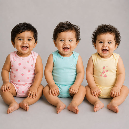Milou Baby Cotton Sleeveless Onseie Pack of 3