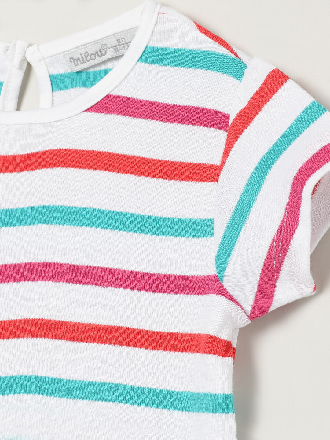 Milou Baby Girls Multi- Colour Striped Short Sleeve Graphic T-Shirt
