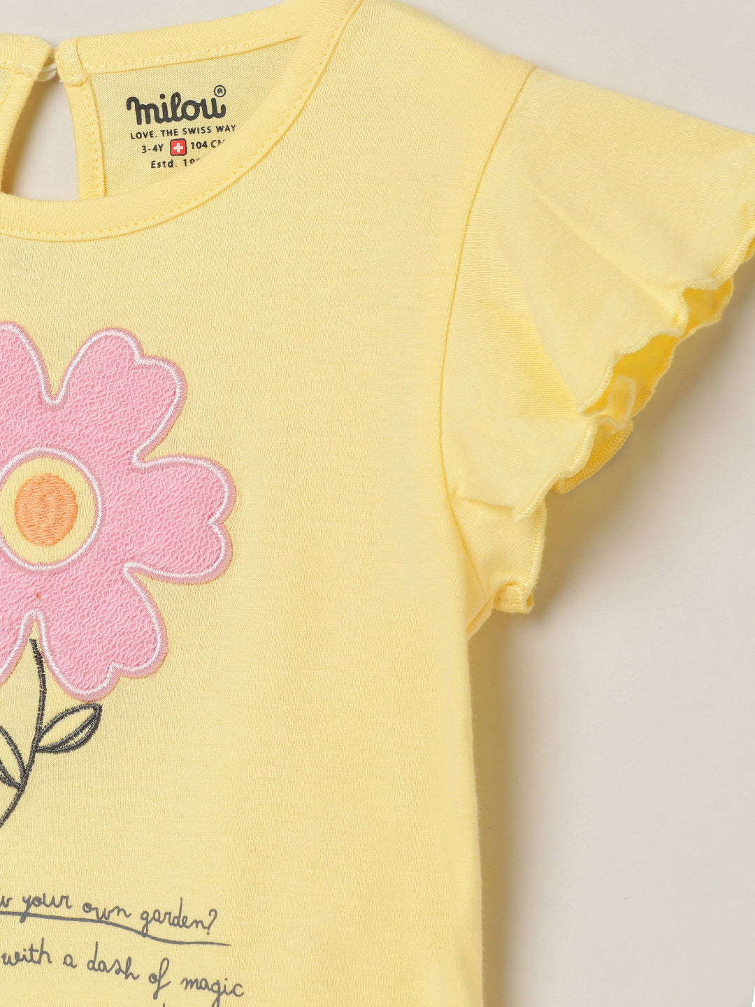 Milou Kids Cotton Bio Washed Printed T-Shirt for Girls TGVGTS038