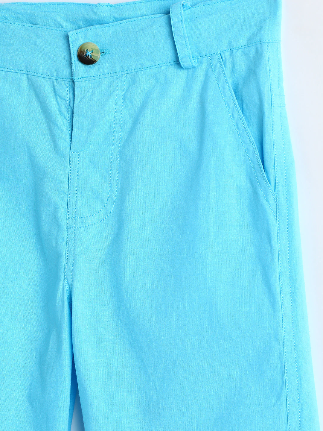 Milou Kids Cotton Solid Bio Washed turq blue Coloured woven Shorts for Boys -TBNCSH062-TQBL