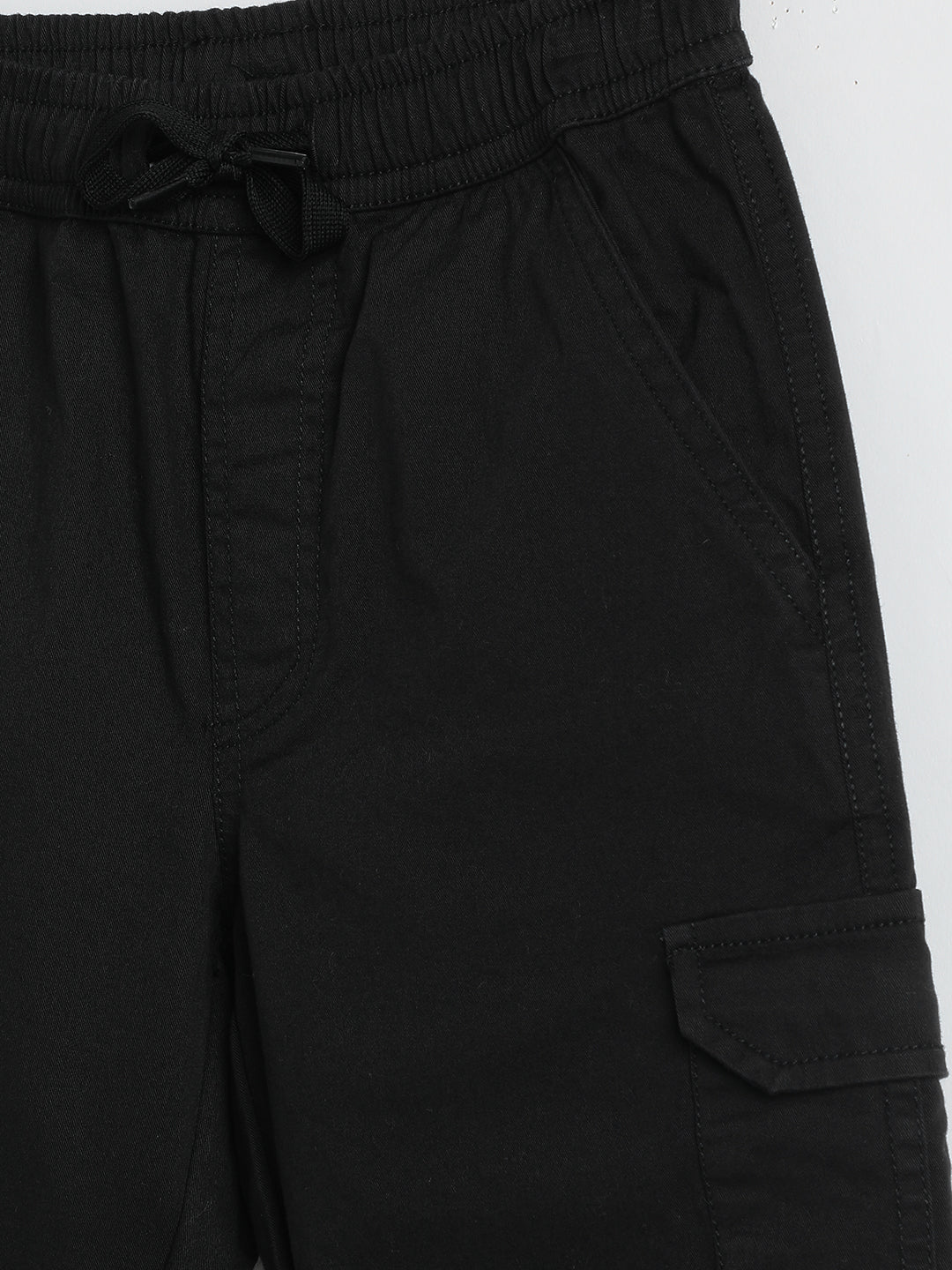 Milou Kids Cotton Solid Bio Washed Black Coloured woven Shorts for Boys -TBNCSH064-BK
