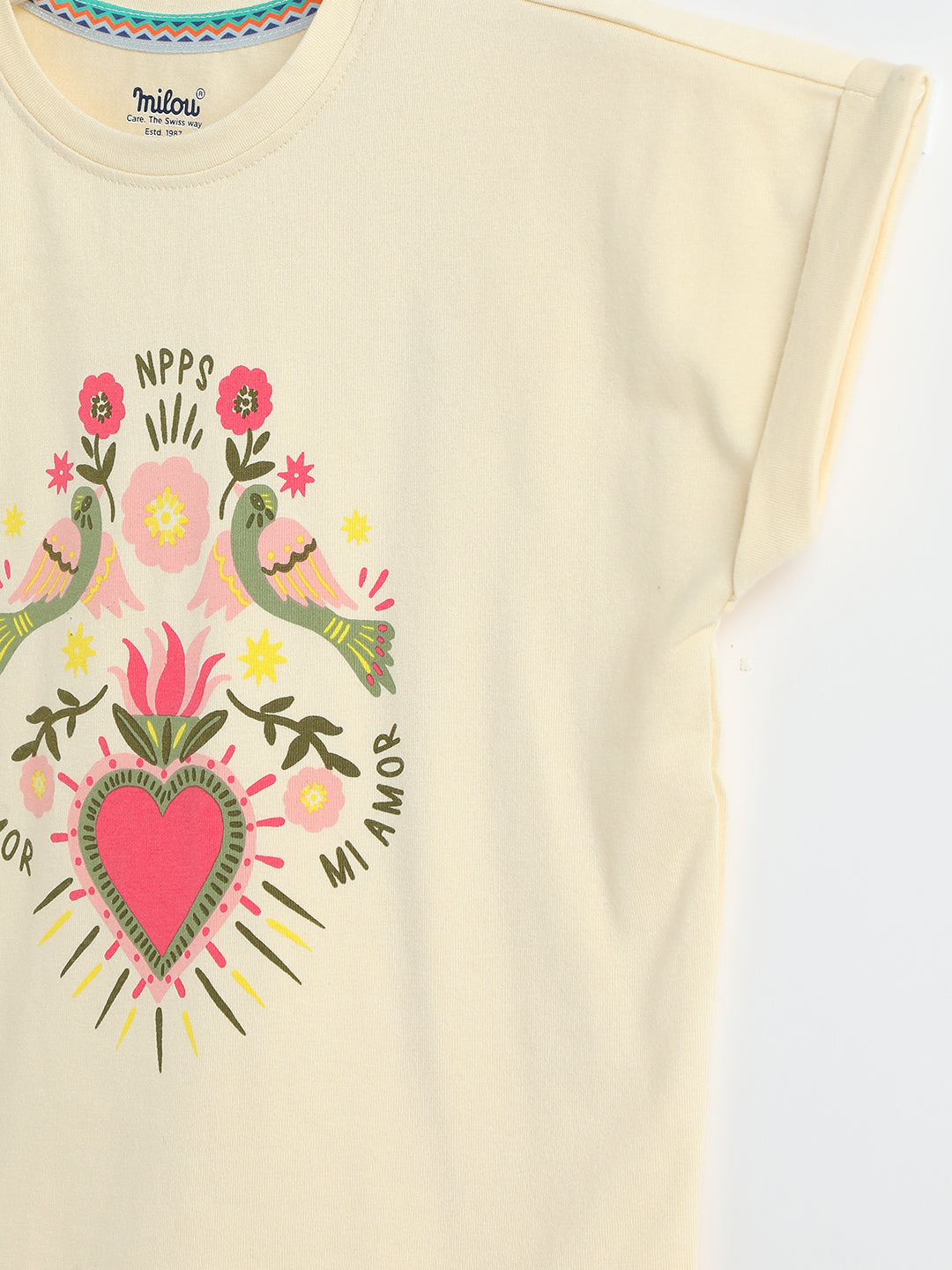 Milou Cotton Half Sleeves Bio Washed Printed T-Shirt -NPSTG020-FG