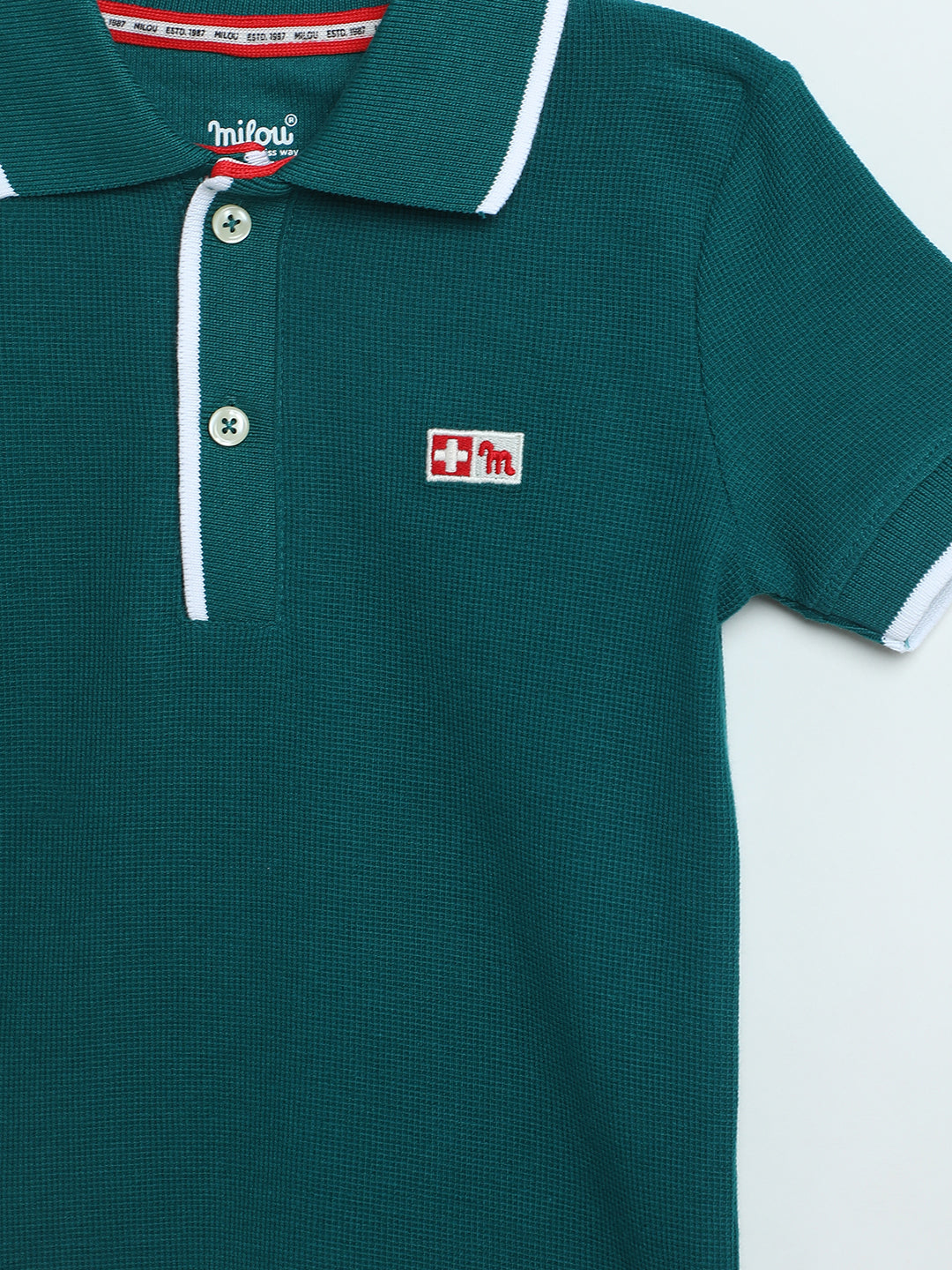 Kids Green Polo T-Shirt | Soft Cotton Piqué Casual | Milou Kids