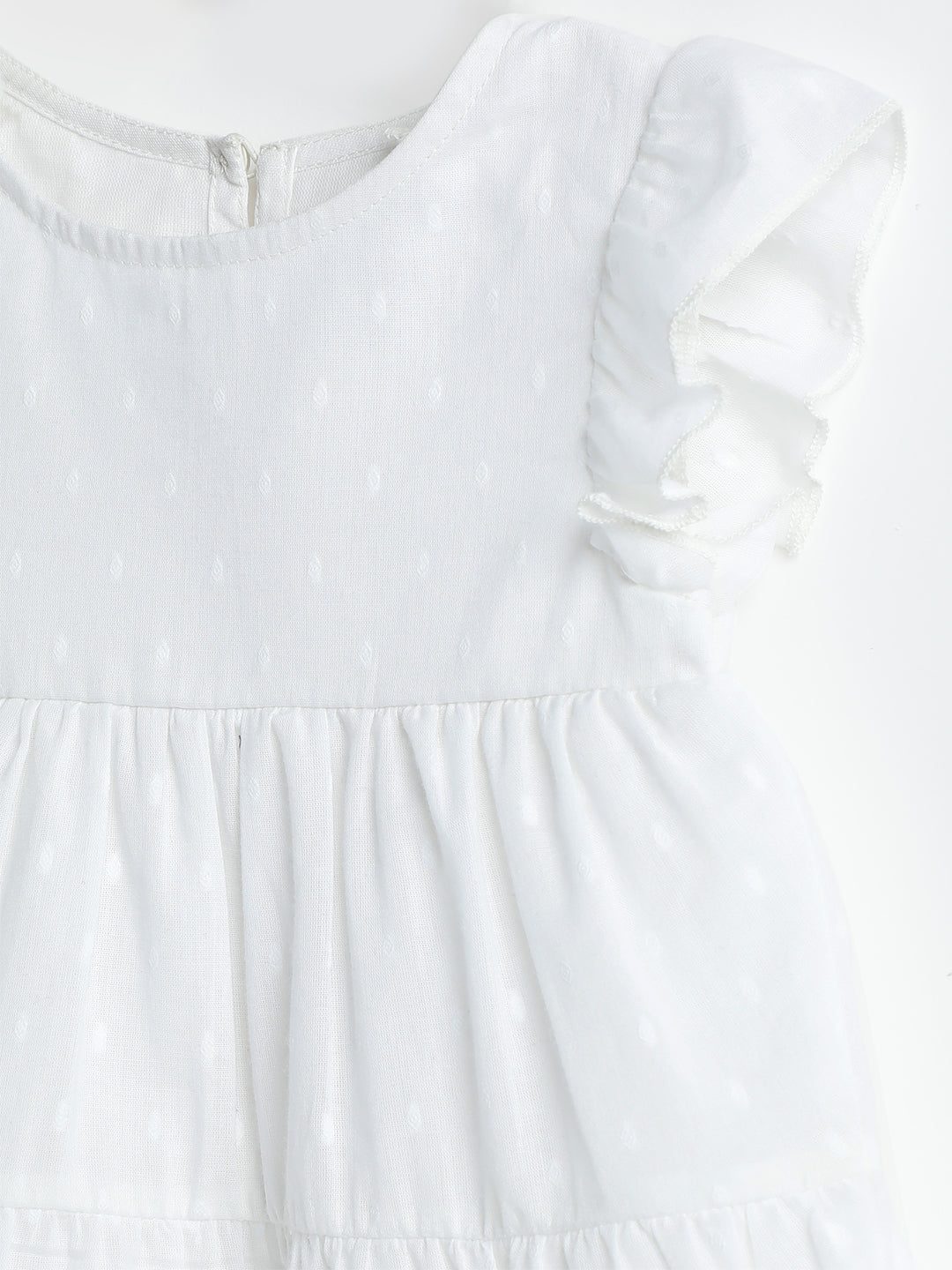 Milou Girls 3 Tier Swiss Dot Dress White