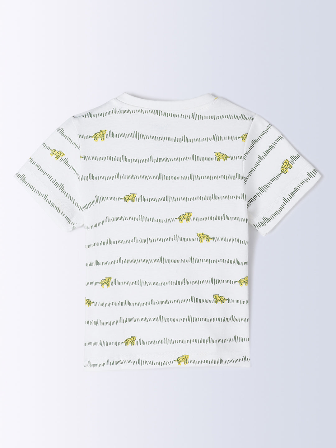 Milou Kids Cotton Bio Washed Half Sleeve Printed Dungaree Set for Boys - White & Green
