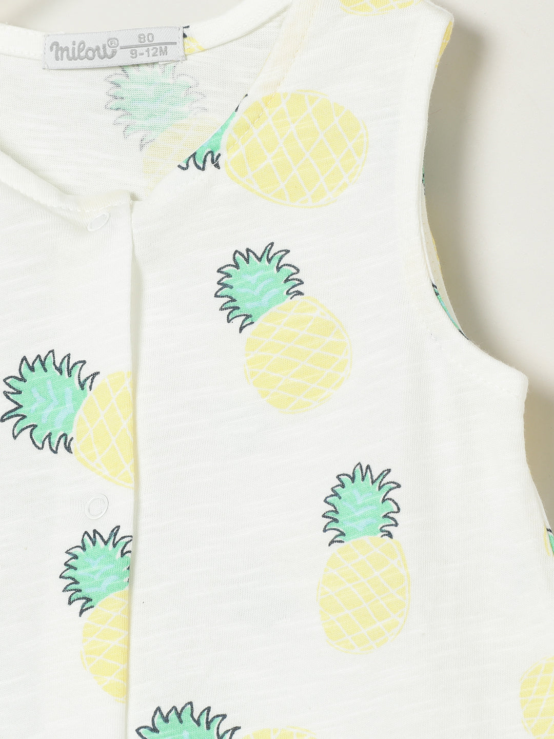 Milou Kids Cotton Printed Bio Washed Dress for Girls -White AOP
