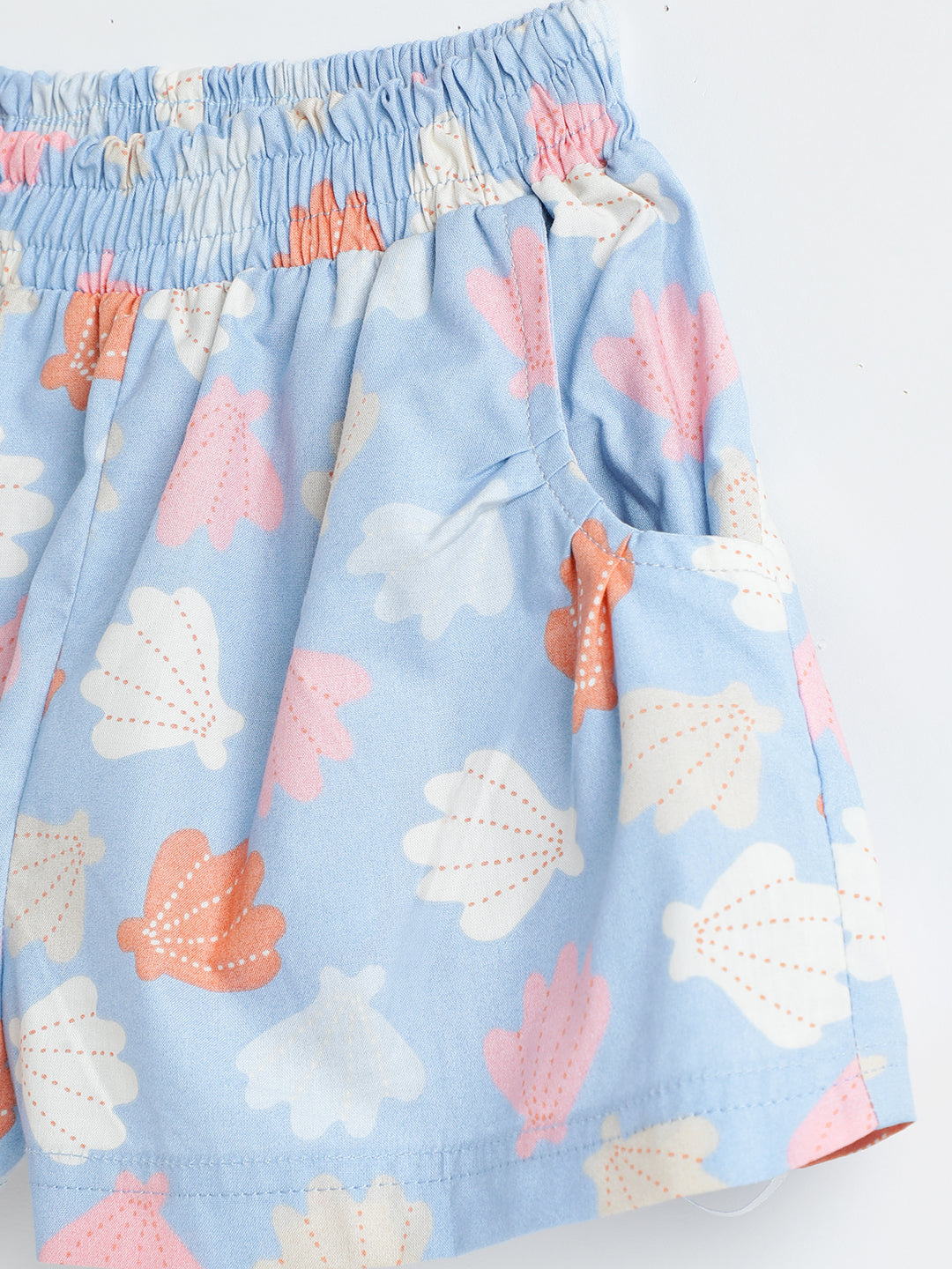 Milou Kids Cotton Solid Bio Washed Printed Blue Coloured Shorts for Girls -BGNCSH061-BLAOP