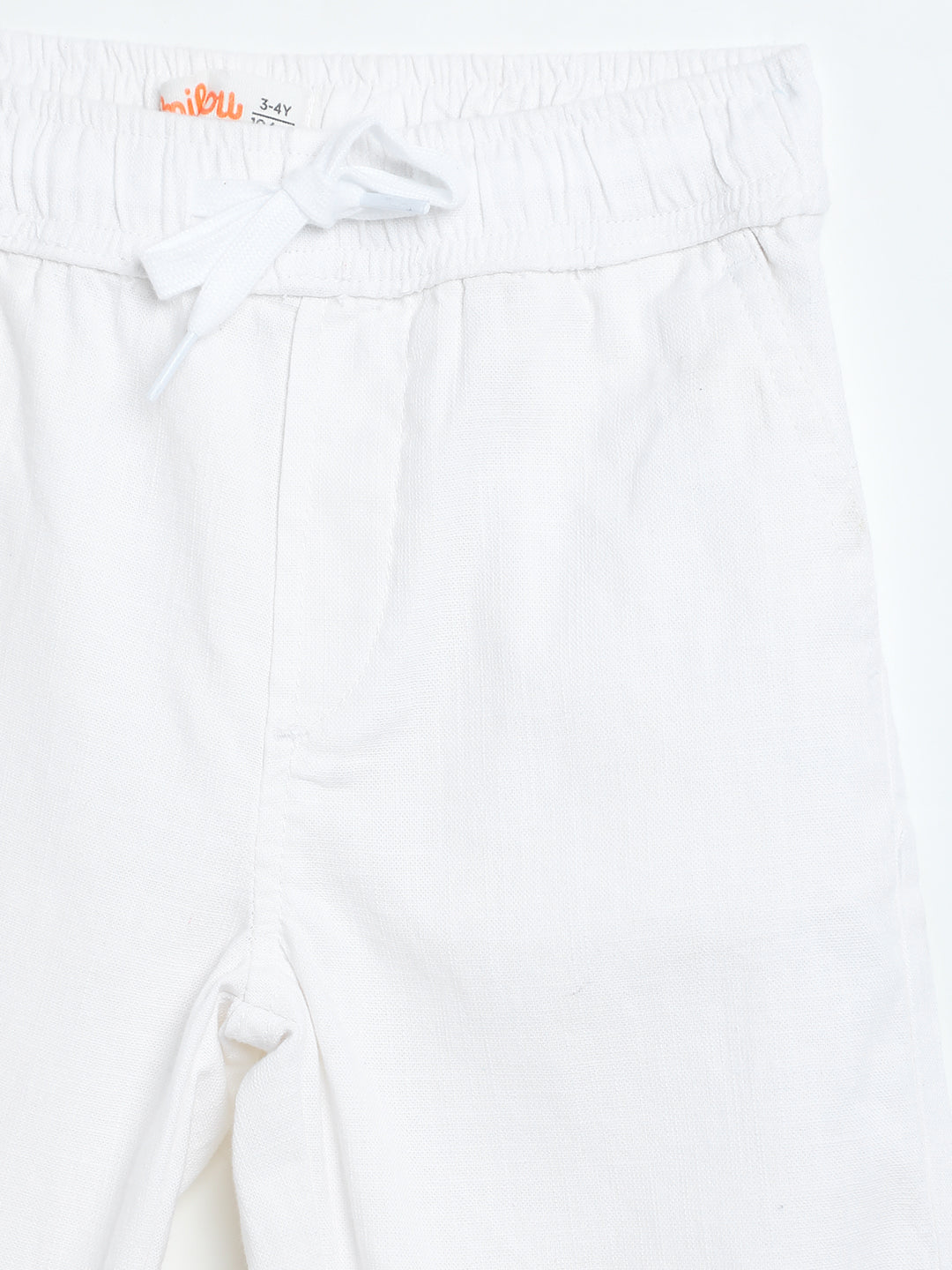 Milou Boys White Woven Linen Trousers
