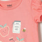 Baby Girl Peach Cotton T-Shirt | Puff Sleeve Apple Print | Milou Kids