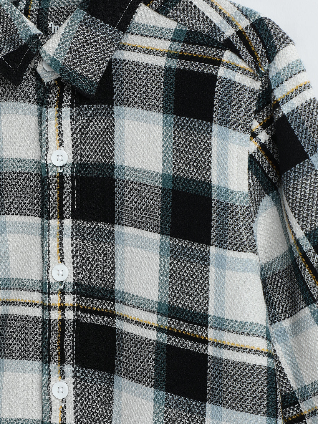 Milou Boys Full Sleeve Checked Bio-Washed Shirt Black & White Check