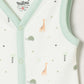 Milou Infant Cotton Sleeveless Bio-Washed Printed Jabla Set White Animal Print