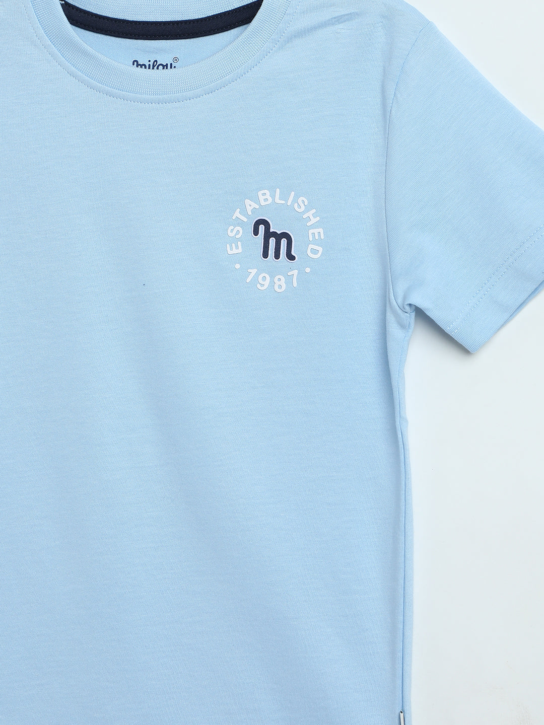 Boys Light Blue Round Neck T-Shirt | Soft Everyday Kids wear