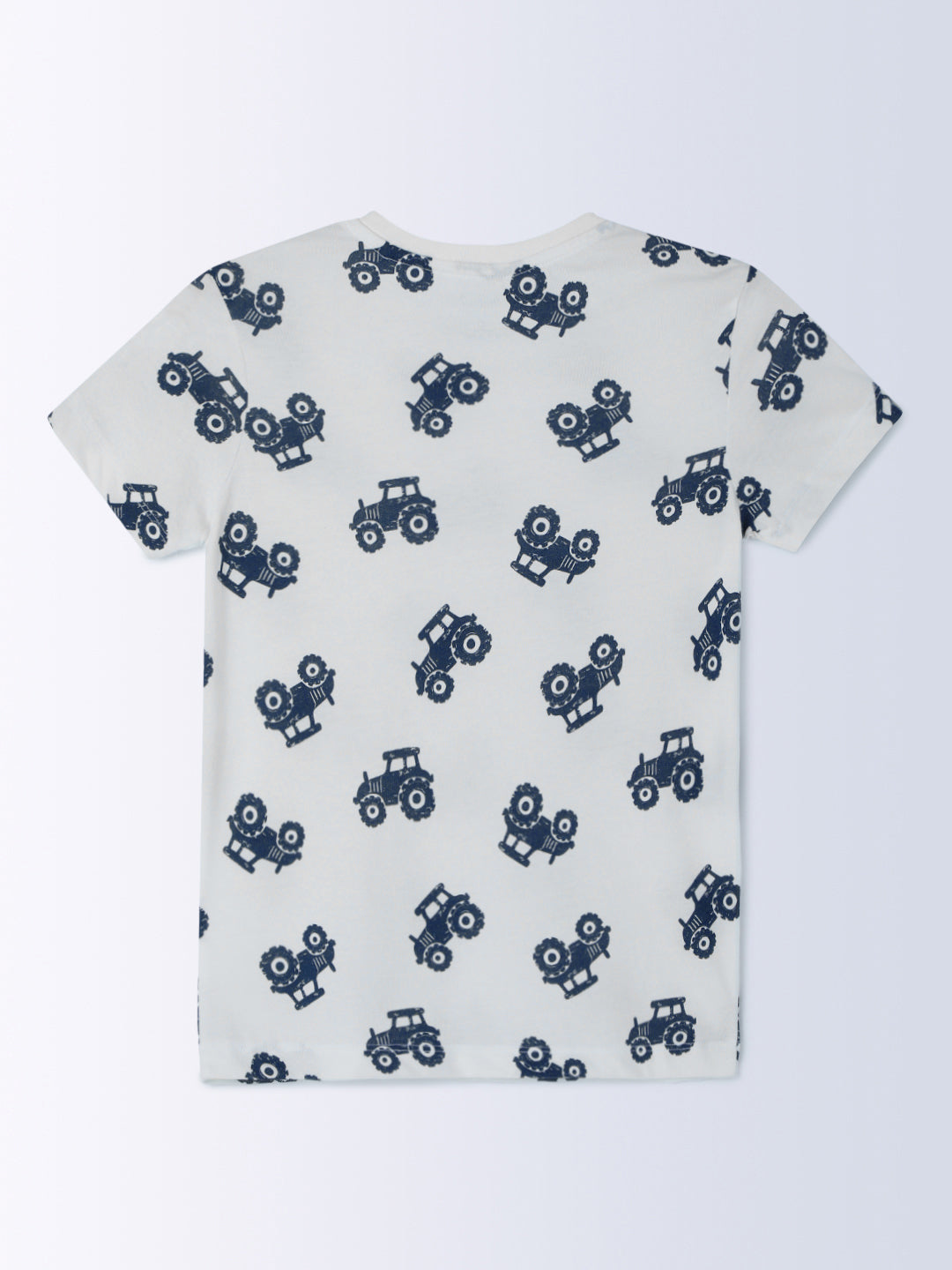 Milou Cotton Half Sleeves Bio Washed Printed Homewear T-Shirt And Shorts Set - White