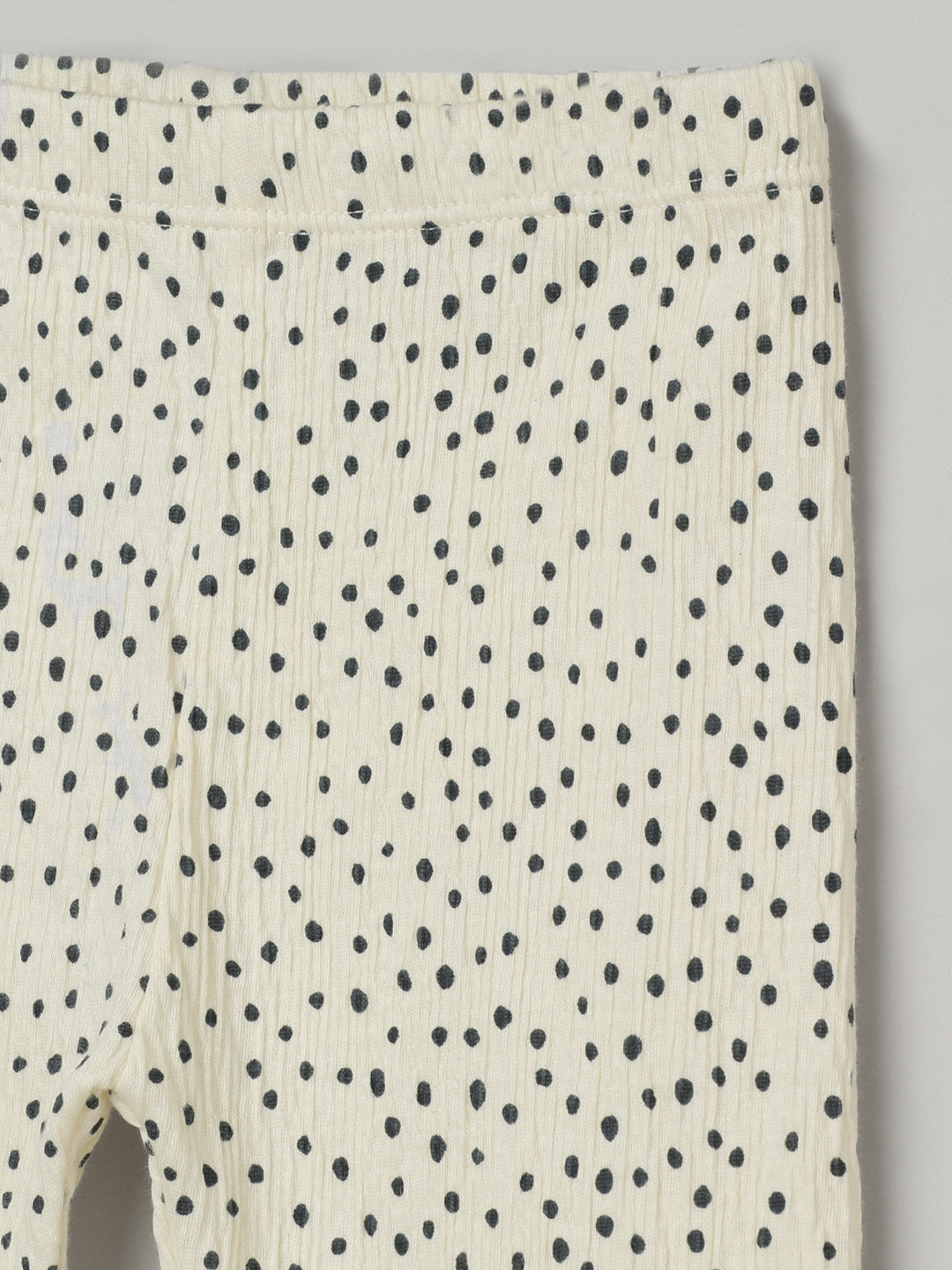 Milou Kids Cotton Bio Washed Polka Designed Leggings for Girls -Cream
